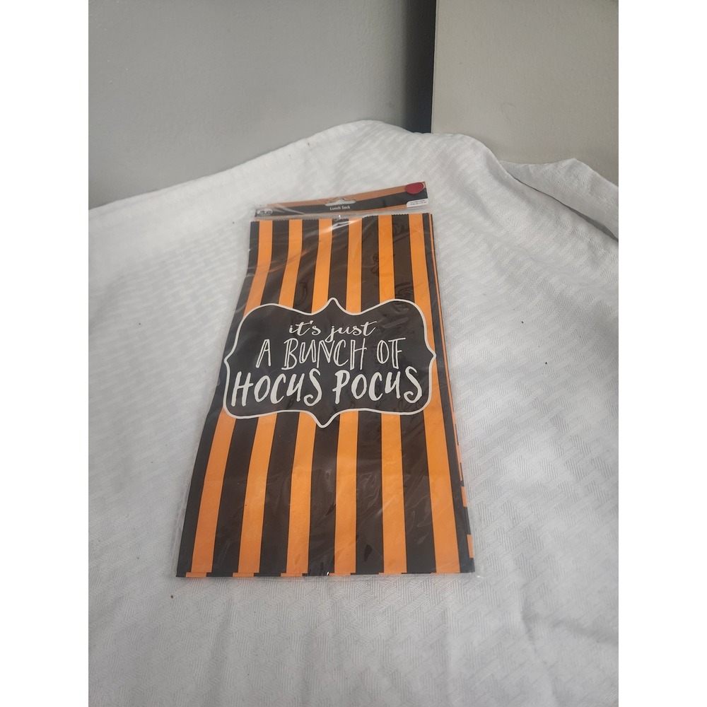 Seasonal Collection Halloween Lunch Sacks 6pk Hocus Pocus Orange Black Stripes